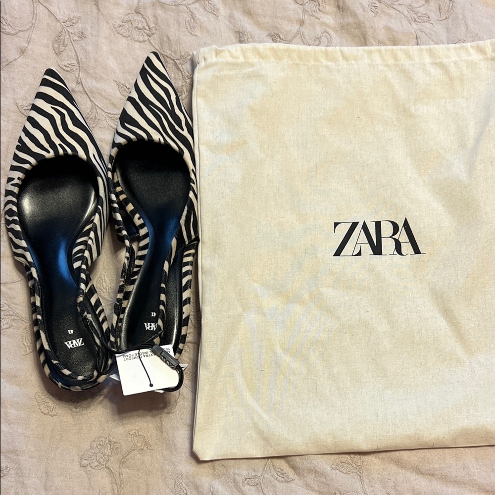 Zara zebra kitten heels
